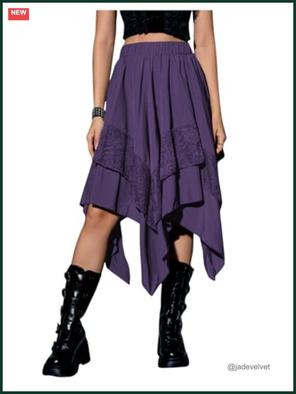Women's Renaissance Lace Asymmetrical High Low A-Line Midi Skirt